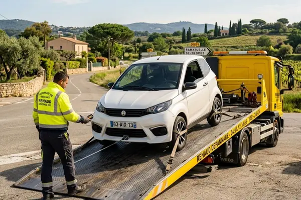 Voiture sans permis remorquée avec une solution de transport adaptée